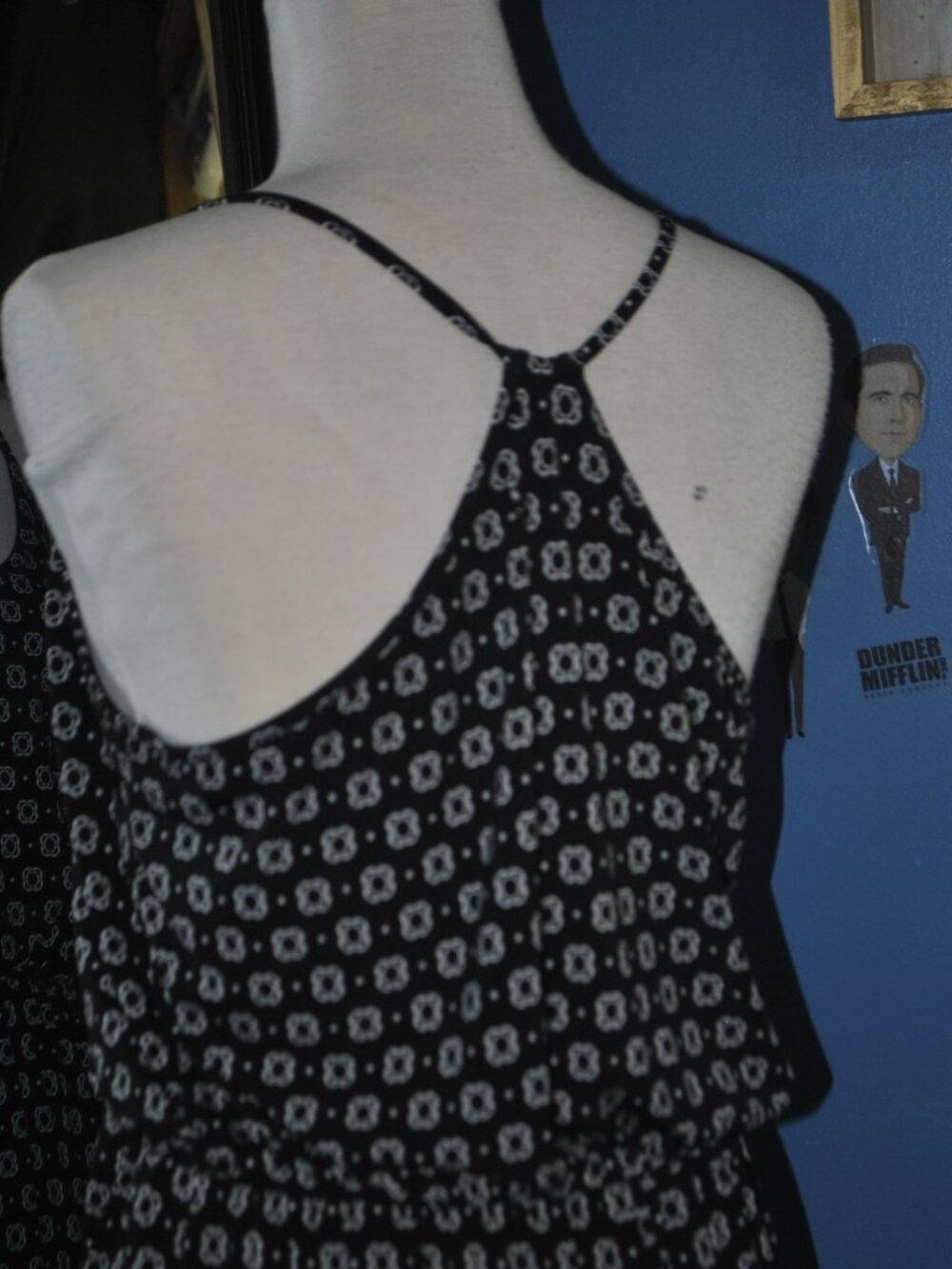 Maurices Womens Medium Black White Print Racerback Maxi Dress Sleeveless Boho Ca - Picture 6 of 8